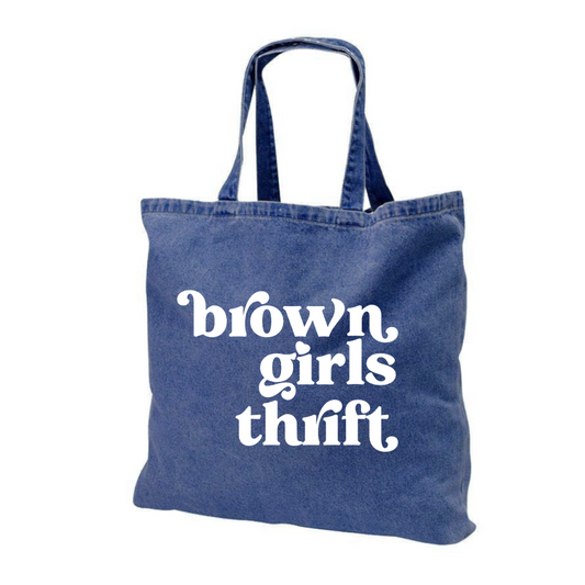 Brown Girls Thrift Blue Cotton Twill Tote